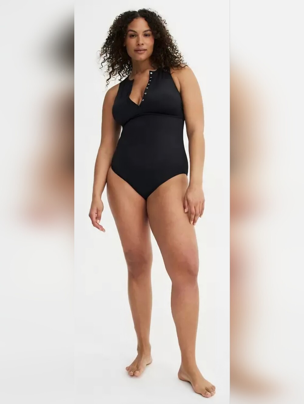 Torrid Size 2 Wireless Black Henley Swimsuit - Picture 6 of 6